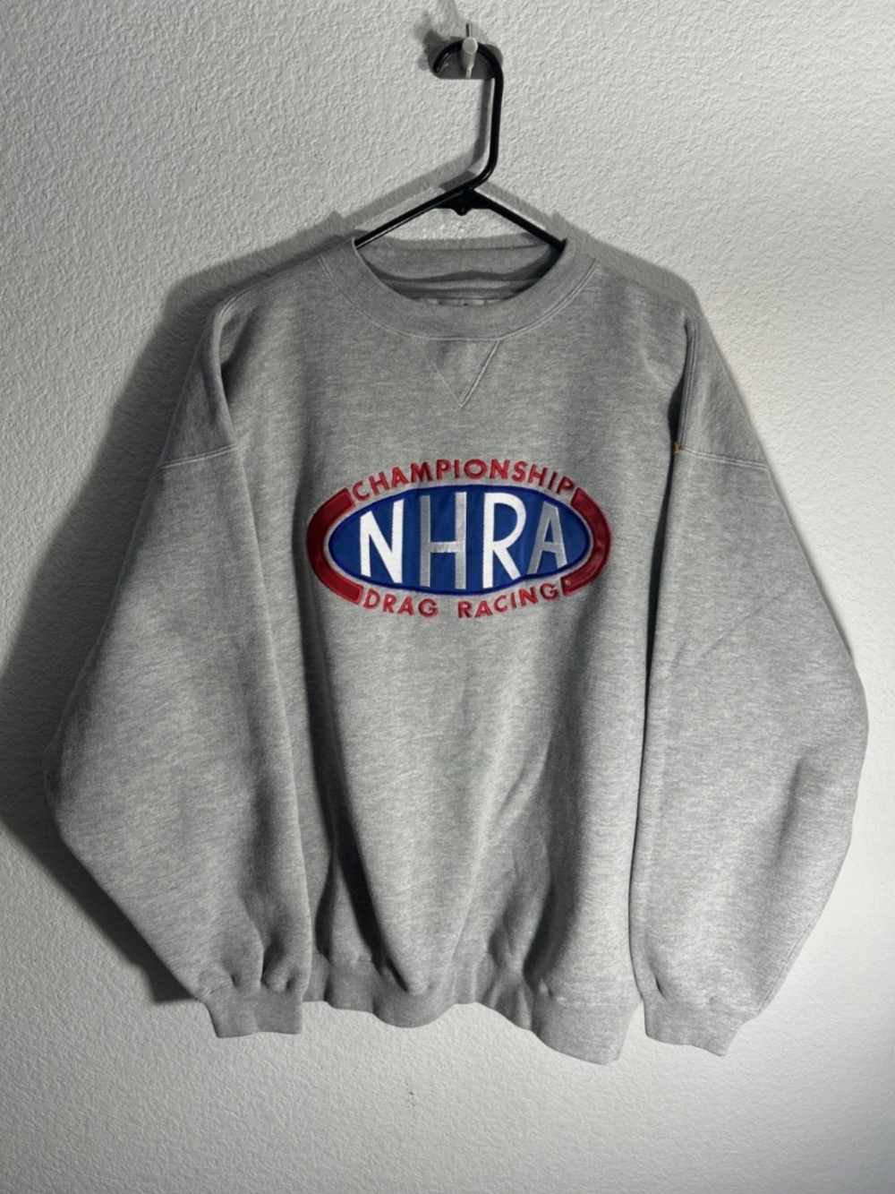 Vintage NHRA Drag Racing Championship Sweatshirt Size L Gray Fleece Crew Neck